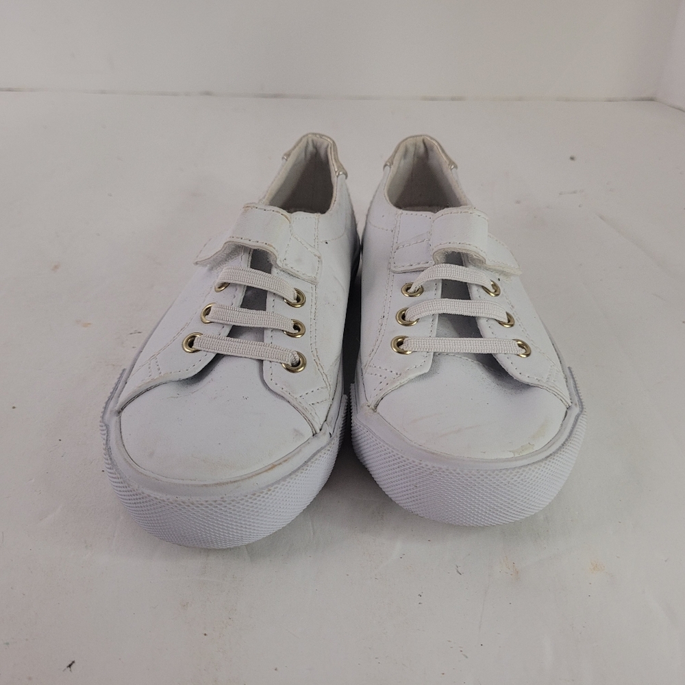Polo by Ralph Lauren White Leather Kids Sneakers with Gold Accents - Picture 2 of 7